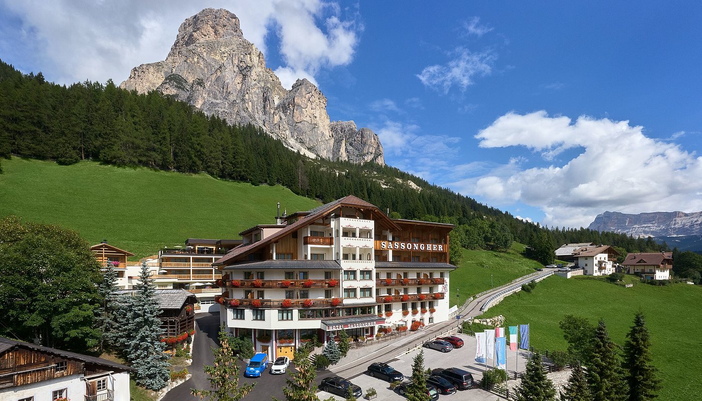 Corvara and the Alta Badia hillside beneath the Sassongher